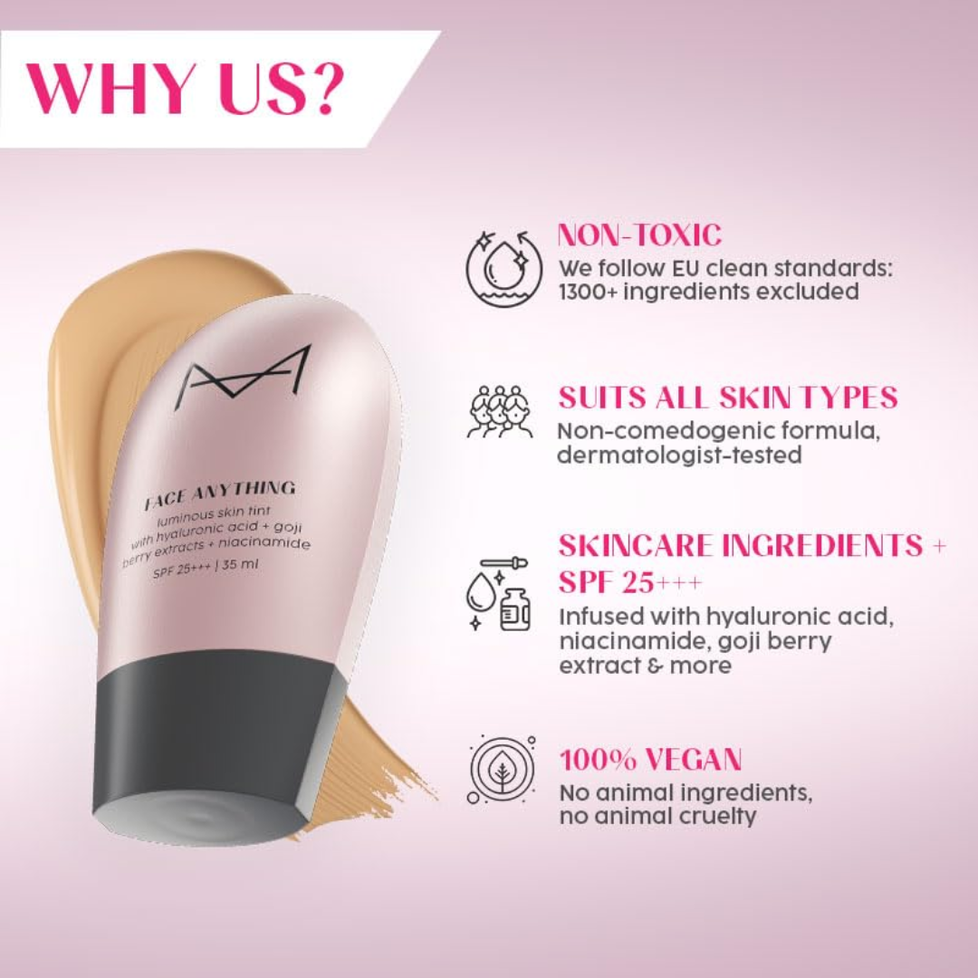 House of Makeup Skin Tint + FREE Liquid Highlighter – Glass Skin Glow – 3-in-1 Tint: Illuminates, Moisturizes & Protects (SPF 25++)–  Lightweight, Non-Comedogenic – For All Skin Types