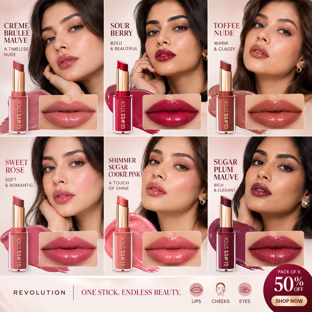 Revolution Pout Lip Gloss Stick – Glossy Color, All Day Confidence – Lipstick + Gloss in One Stroke – Multi-Use for Lips, Cheeks & Eyes