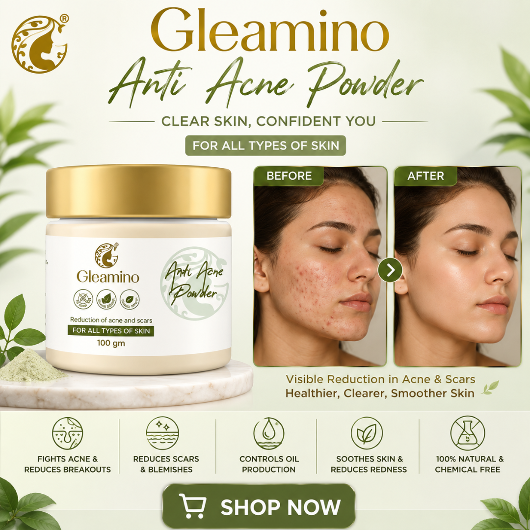Gleamino Anti-Acne Powder – Clear Skin, Confident You – Visible Reduction in Acne & Scars – Fights Acne, Reduces Scars, Controls Oil & Soothes Redness