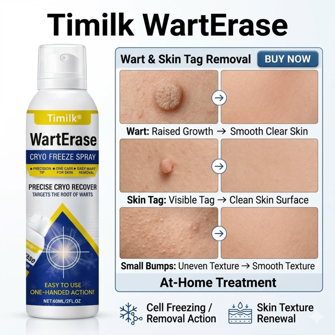 Timilk WartErase Cryo Freeze Spray | -55°C Precision Cryotherapy for Warts, Skin Tags & Moles | Dual-Action with Herbal Soothing | Dermatologist Tested