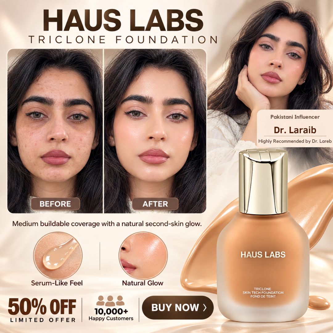 HAUS LABS Triclone Skin Tech Foundation – Second-Skin Medium Buildable Coverage – Luminous & Weightless