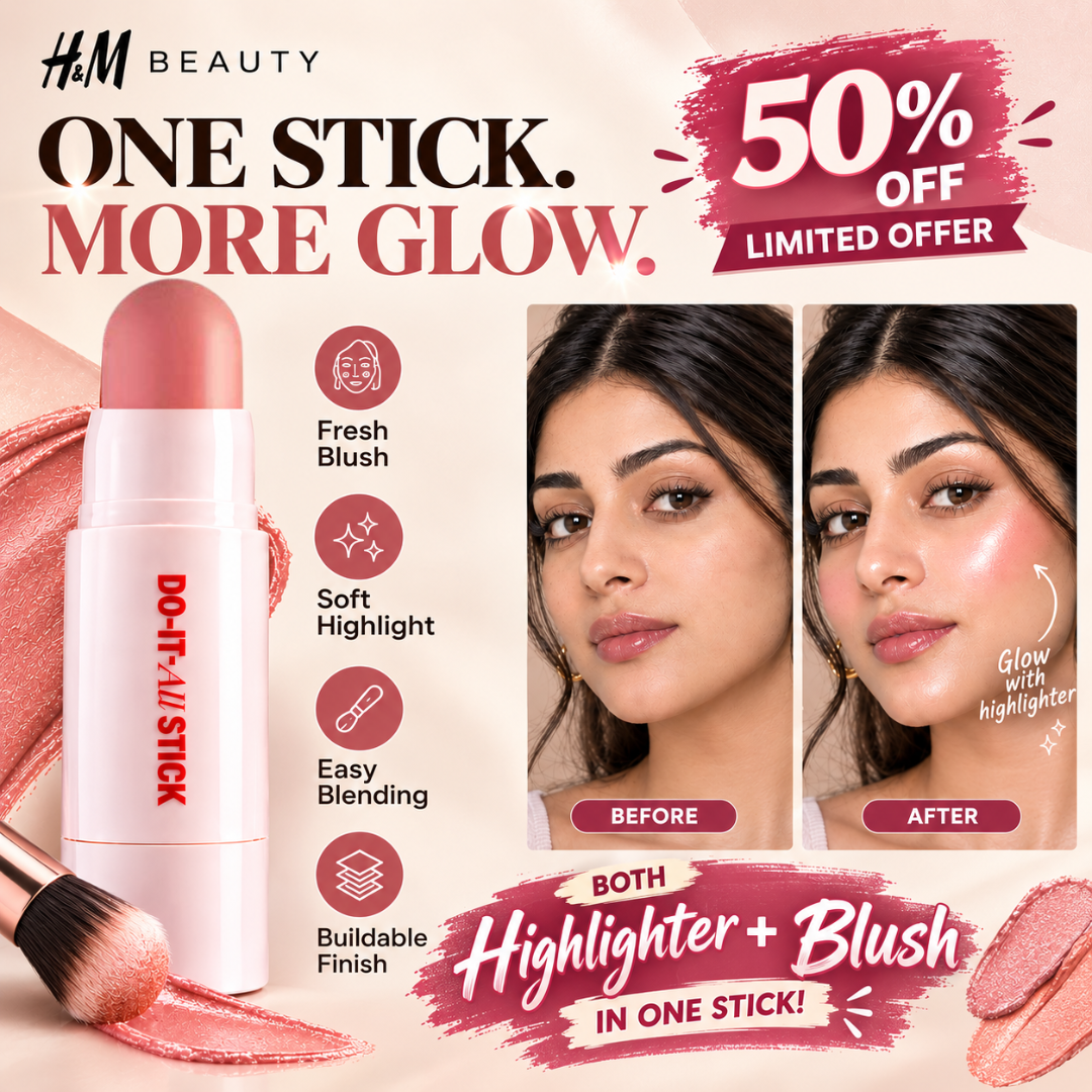 H&M Beauty Do-It-All Stick – 2-in-1 Creamy Blush & Highlighter – Multi-Use Vegan Formula – Easy Everyday Glow