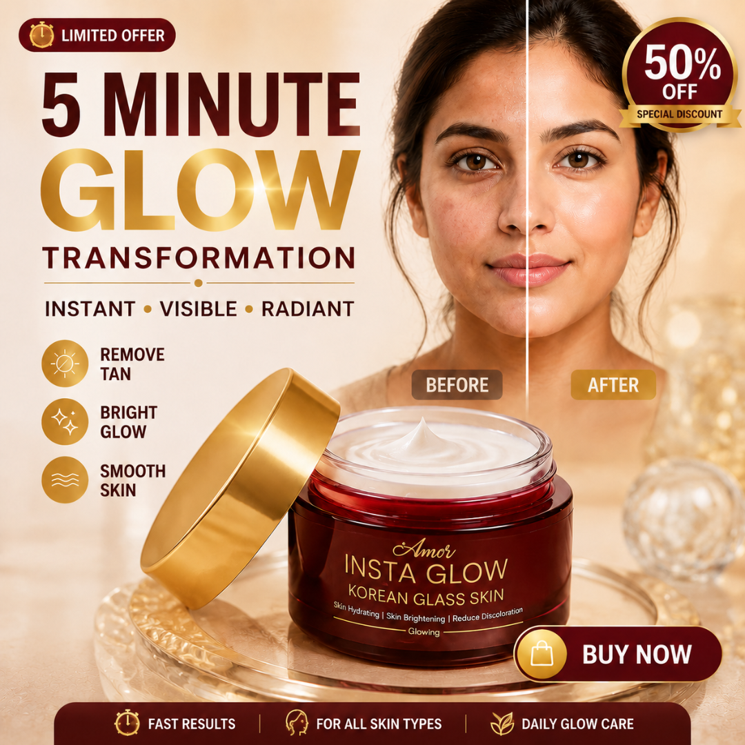 Amor Insta Glow – 5-Minute Glow Transformation – Remove Tan, Bright & Smooth Skin – Korean Glass Skin Formula – Instantly Reveals Radiant, Dewy Skin