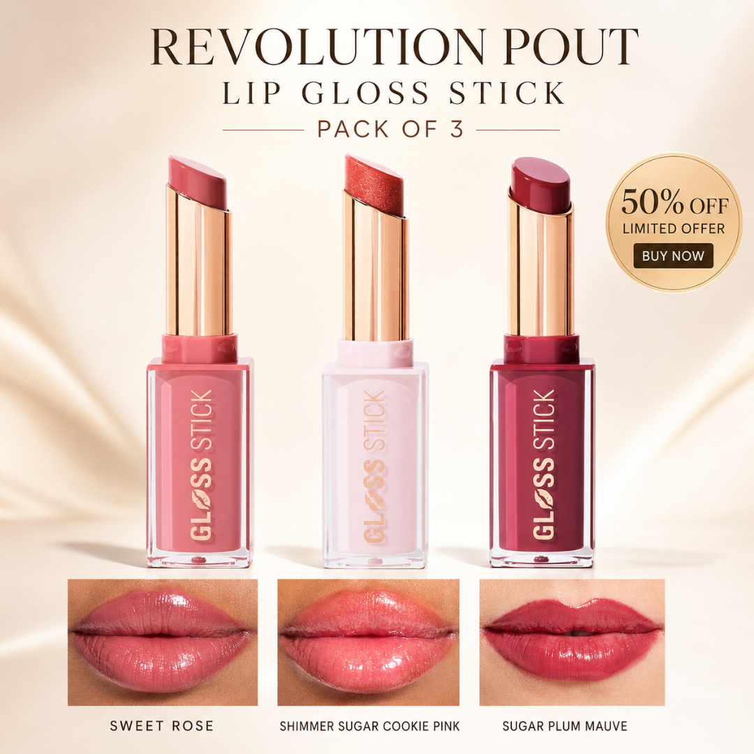 Revolution Pout Lip Gloss Stick – Glossy Color, All Day Confidence – Lipstick + Gloss in One Stroke – Multi-Use for Lips, Cheeks & Eyes