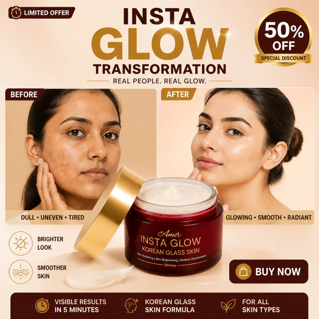 Amor Insta Glow – 5-Minute Glow Transformation – Remove Tan, Bright & Smooth Skin – Korean Glass Skin Formula – Instantly Reveals Radiant, Dewy Skin