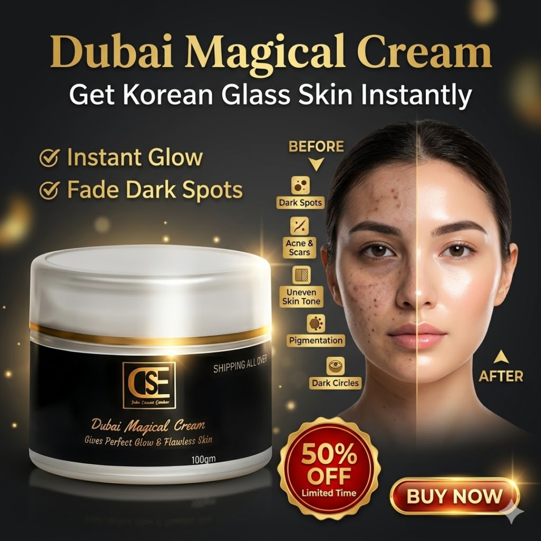 Dubai Magical Cream | Korean Glass Skin Instant Glow Formula with Vitamin C, Niacinamide & Vitamin E | Fades Dark Spots, Acne Scars & Uneven Tone