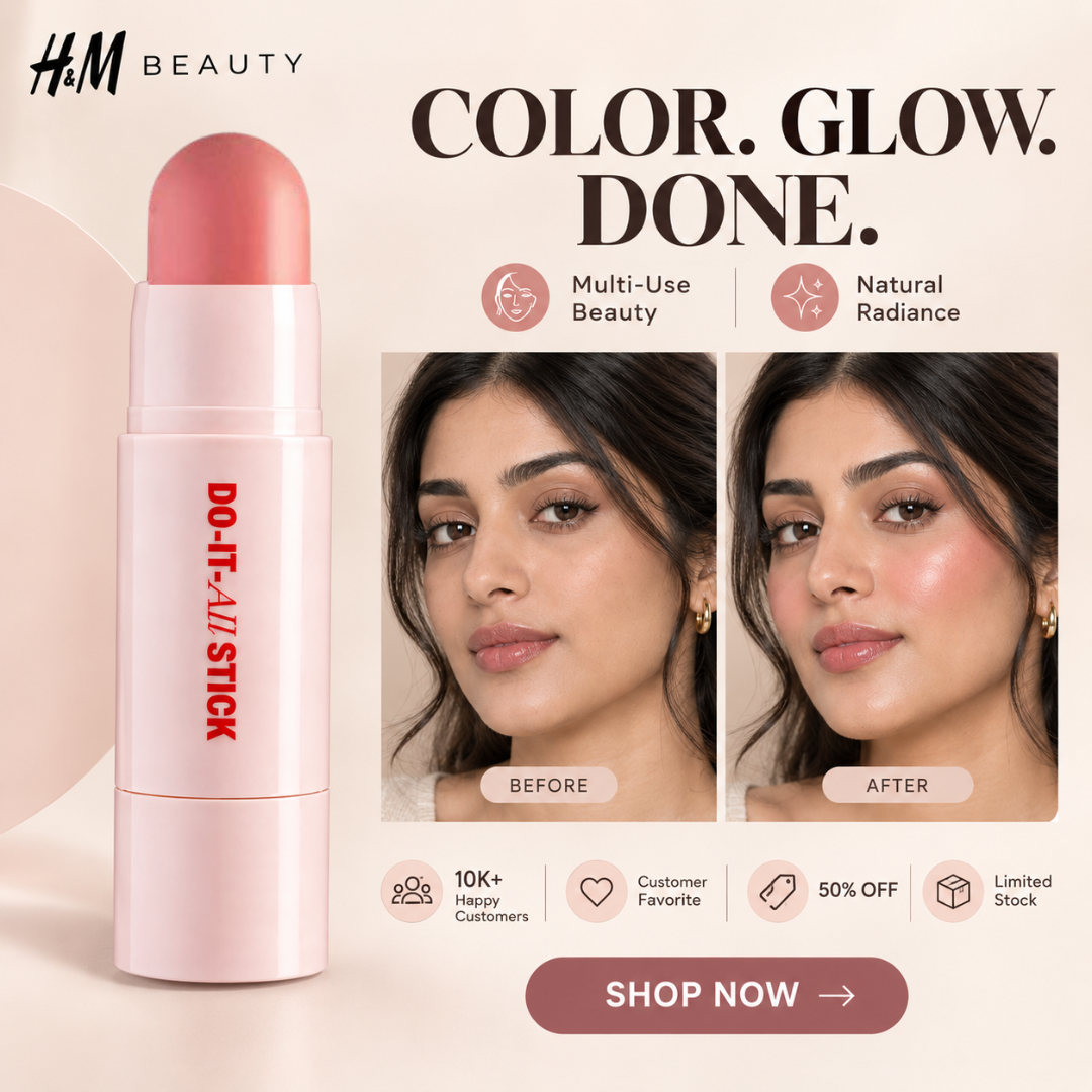 H&M Beauty Do-It-All Stick – 2-in-1 Creamy Blush & Highlighter – Multi-Use Vegan Formula – Easy Everyday Glow