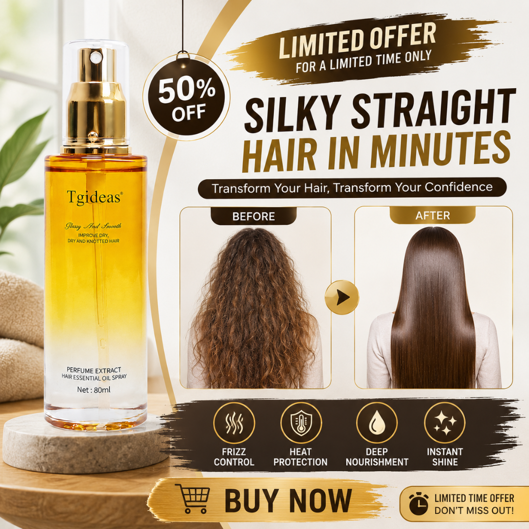 Tgideas Hair Essential Oil Spray – 50% OFF – Silky Straight Hair in Minutes – Anti-Frizz, Heat Protection, Deep Nourishment – With Jojoba, Avocado, Camellia & Macadamia Oils – Perfume Extract – For Dry & Knotted Hair