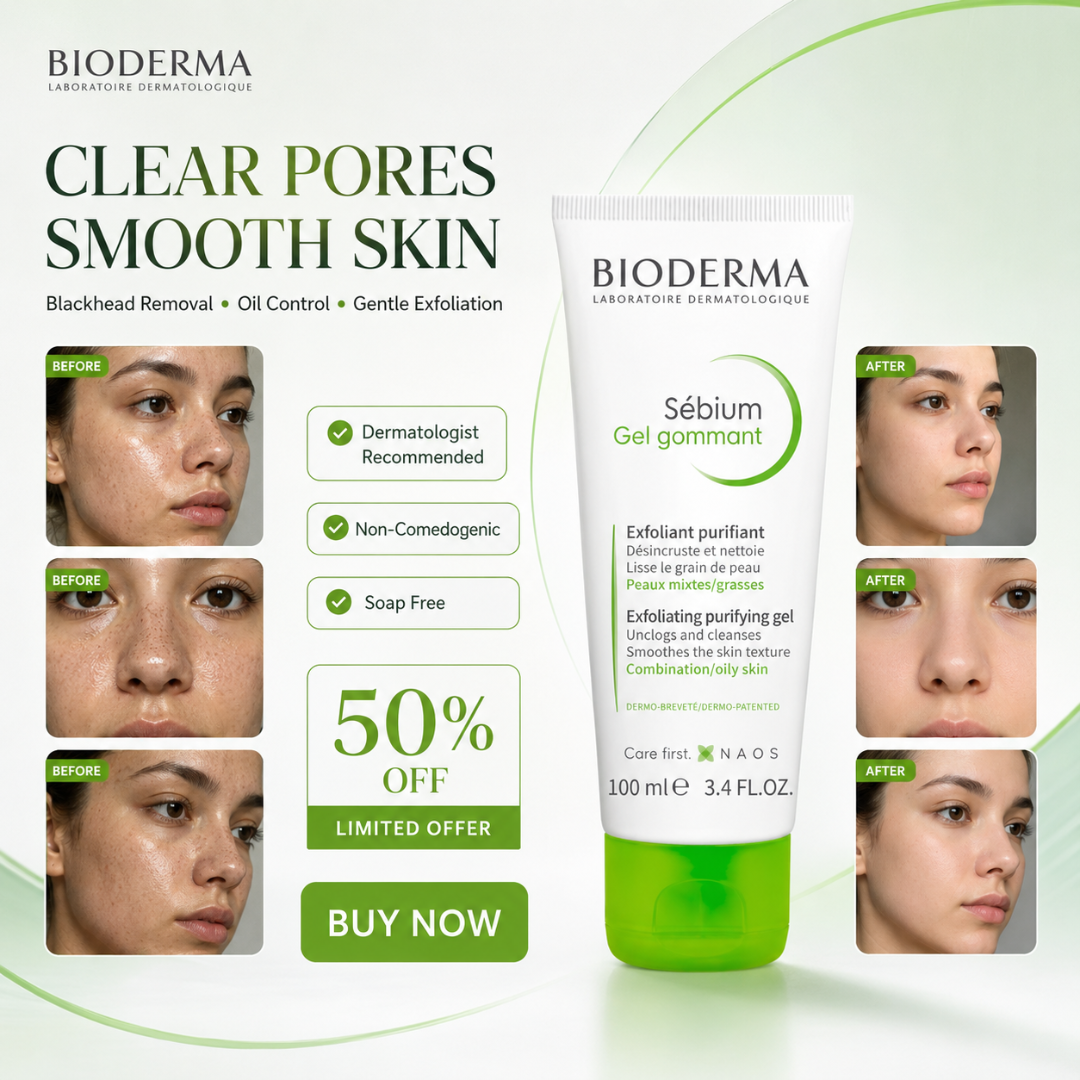 Bioderma Sébium Exfoliating Purifying Gel – Up to 50% OFF – Deep Cleanse, Exfoliate & Purify – Unclogs Pores, Controls Oil, Smooths Skin Texture