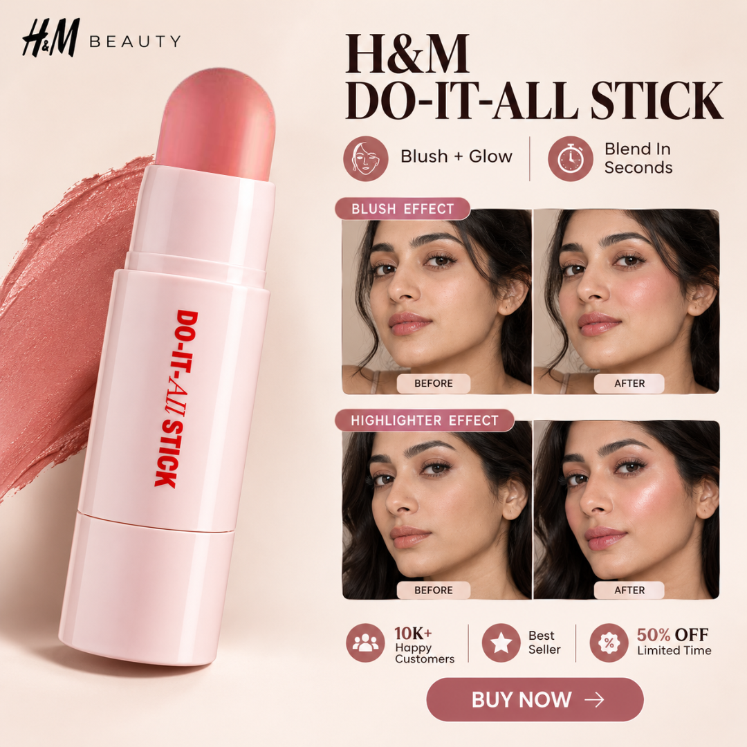 H&M Beauty Do-It-All Stick – 2-in-1 Creamy Blush & Highlighter – Multi-Use Vegan Formula – Easy Everyday Glow