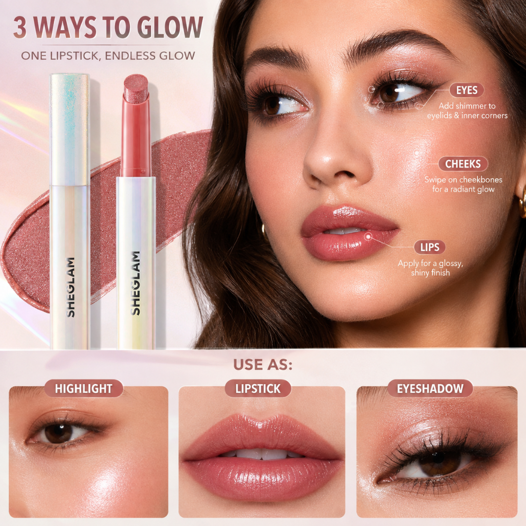 SHEGLAM Pout-Perfect Shine Lip Plumper – Buy 1 Get 1 FREE – Matte + Shimmer Duo – Instant Plump Look, Hydrating Comfort – High-Shine, Creamy Formula – Multi-Use for Lips, Cheeks & Eyes