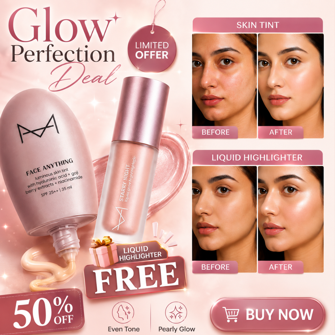 House of Makeup Skin Tint + FREE Liquid Highlighter – Glass Skin Glow – 3-in-1 Tint: Illuminates, Moisturizes & Protects (SPF 25++)–  Lightweight, Non-Comedogenic – For All Skin Types