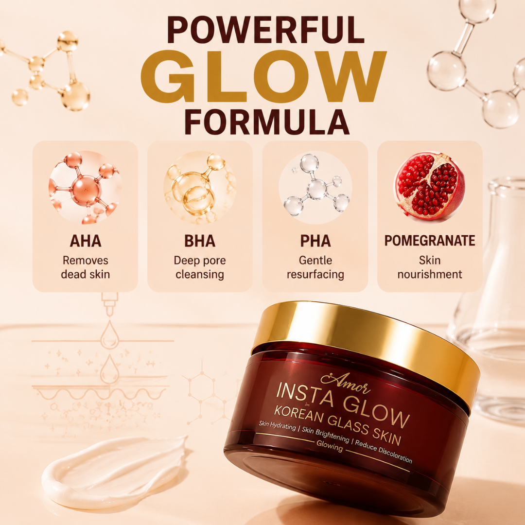 Amor Insta Glow – 5-Minute Glow Transformation – Remove Tan, Bright & Smooth Skin – Korean Glass Skin Formula – Instantly Reveals Radiant, Dewy Skin