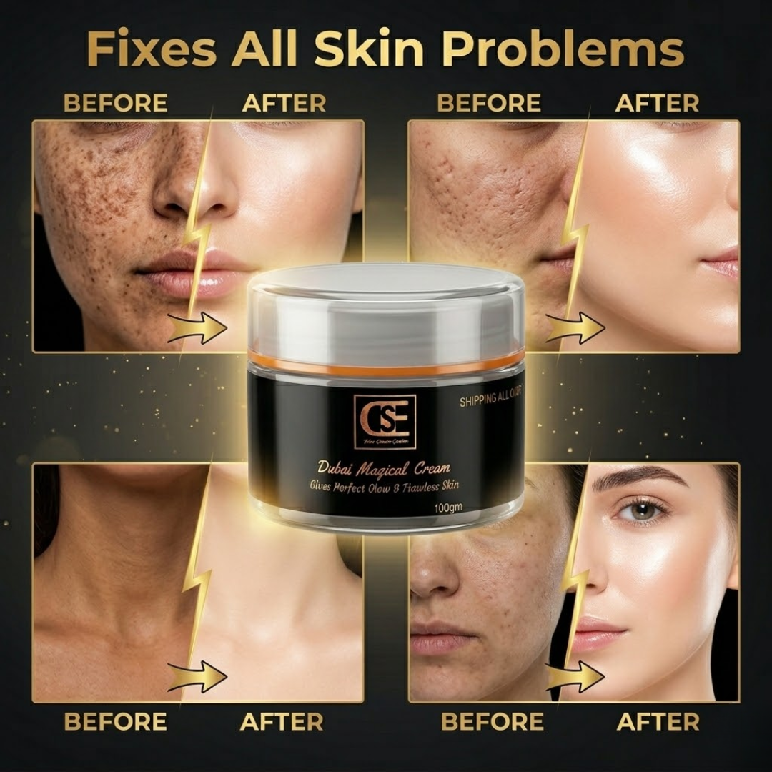Dubai Magical Cream | Korean Glass Skin Instant Glow Formula with Vitamin C, Niacinamide & Vitamin E | Fades Dark Spots, Acne Scars & Uneven Tone