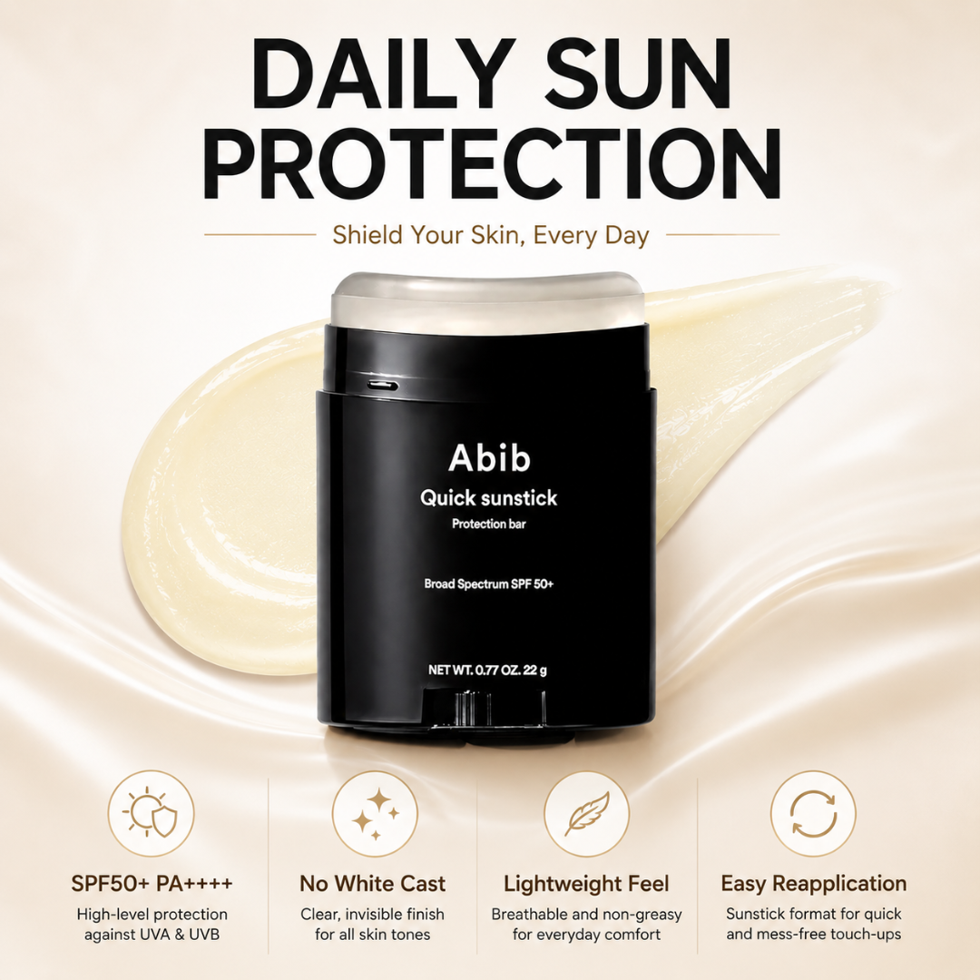 Abib Quick Sunstick Protection Bar SPF50+ PA++++ | No White Cast, Non-Greasy UV Protection Stick with Aloe, Centella & Green Tea