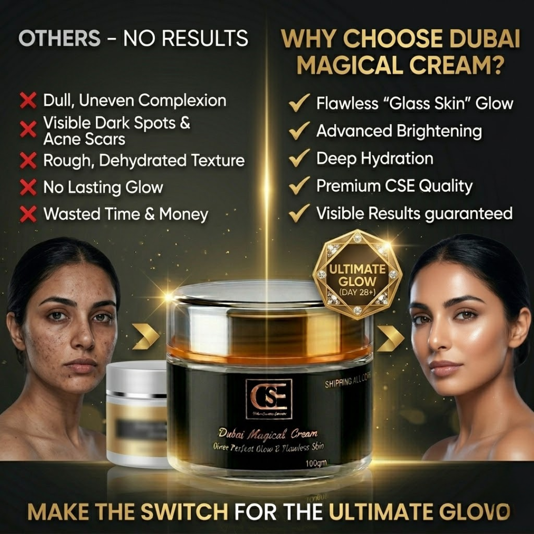 Dubai Magical Cream | Korean Glass Skin Instant Glow Formula with Vitamin C, Niacinamide & Vitamin E | Fades Dark Spots, Acne Scars & Uneven Tone