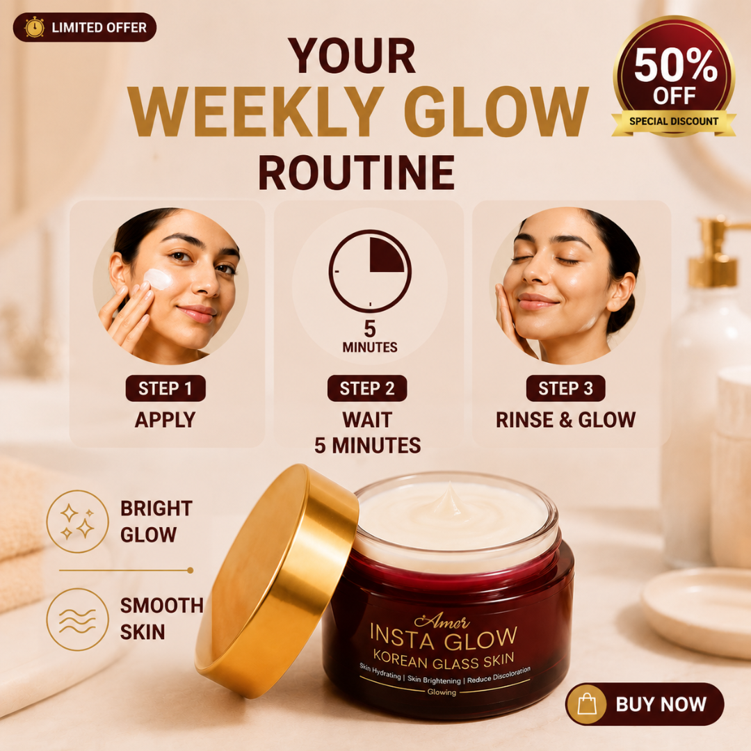 Amor Insta Glow – 5-Minute Glow Transformation – Remove Tan, Bright & Smooth Skin – Korean Glass Skin Formula – Instantly Reveals Radiant, Dewy Skin