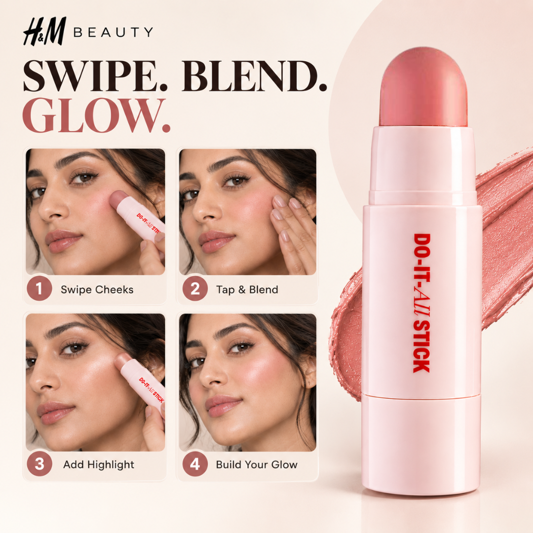 H&M Beauty Do-It-All Stick – 2-in-1 Creamy Blush & Highlighter – Multi-Use Vegan Formula – Easy Everyday Glow