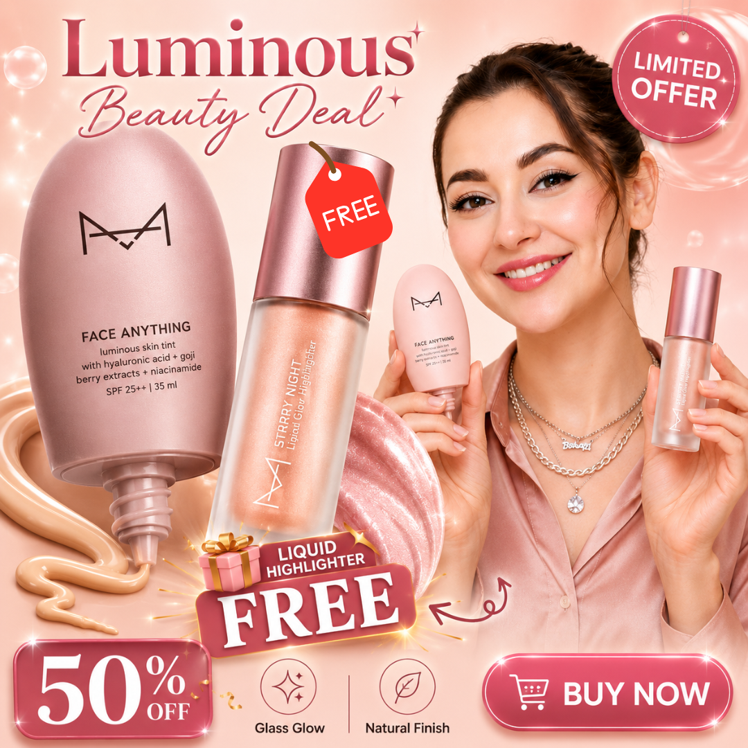 House of Makeup Skin Tint + FREE Liquid Highlighter – Glass Skin Glow – 3-in-1 Tint: Illuminates, Moisturizes & Protects (SPF 25++)–  Lightweight, Non-Comedogenic – For All Skin Types