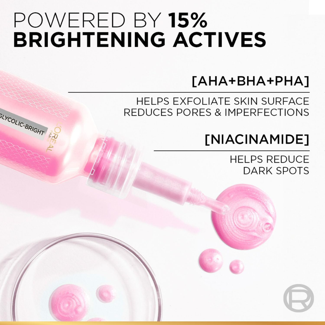 L'Oréal Paris Glycolic Bright Niacinamide Exfoliant Peel | Reduces Pigmentation, Dark Spots & Evens Skin Texture
