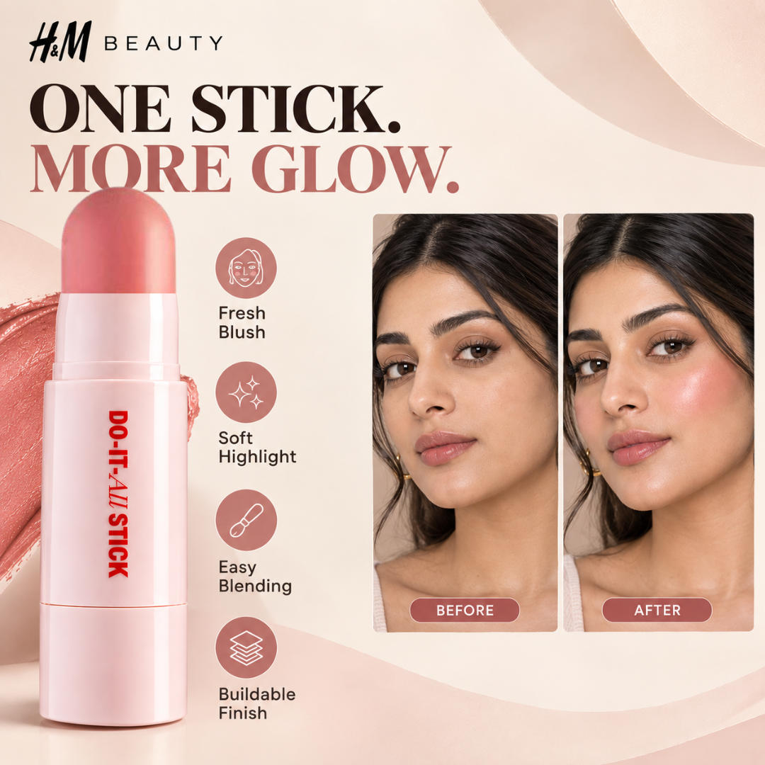 H&M Beauty Do-It-All Stick – 2-in-1 Creamy Blush & Highlighter – Multi-Use Vegan Formula – Easy Everyday Glow