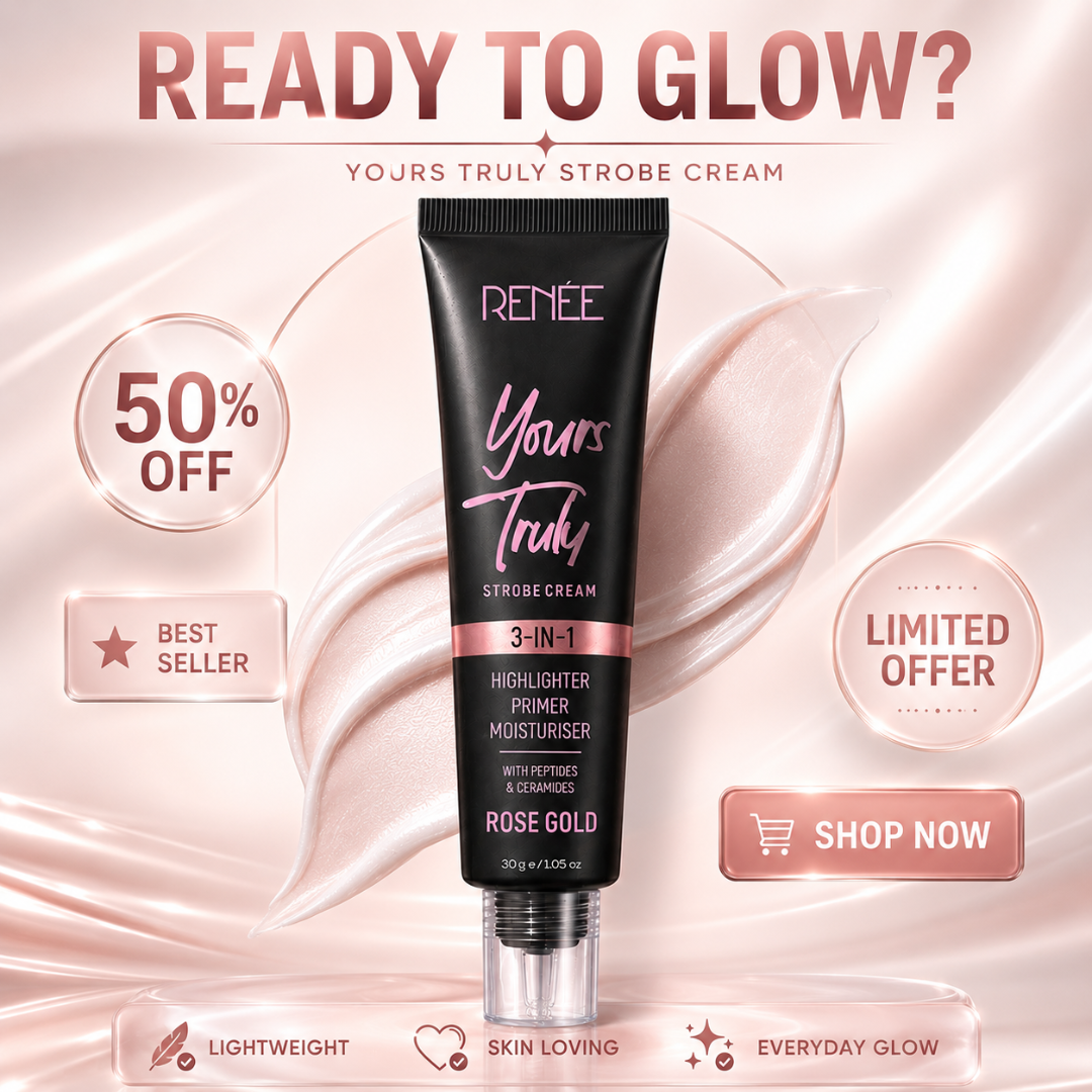 RENÉE Yours Truly Strobe Cream | 3-in-1 Glow | Instant Glass Skin | Rose Gold Finish
