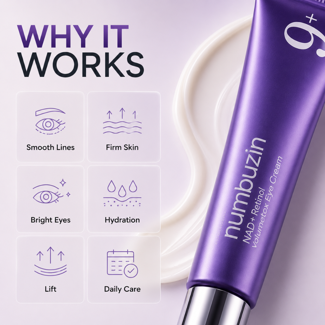 numbuzin NAD+ Retinol Volumetox Eye Cream – Lift, Brighten & Revive – Visible Eye Renewal – Reduces Dark Circles, Crow's Feet, Eye Bags & Fine Lines