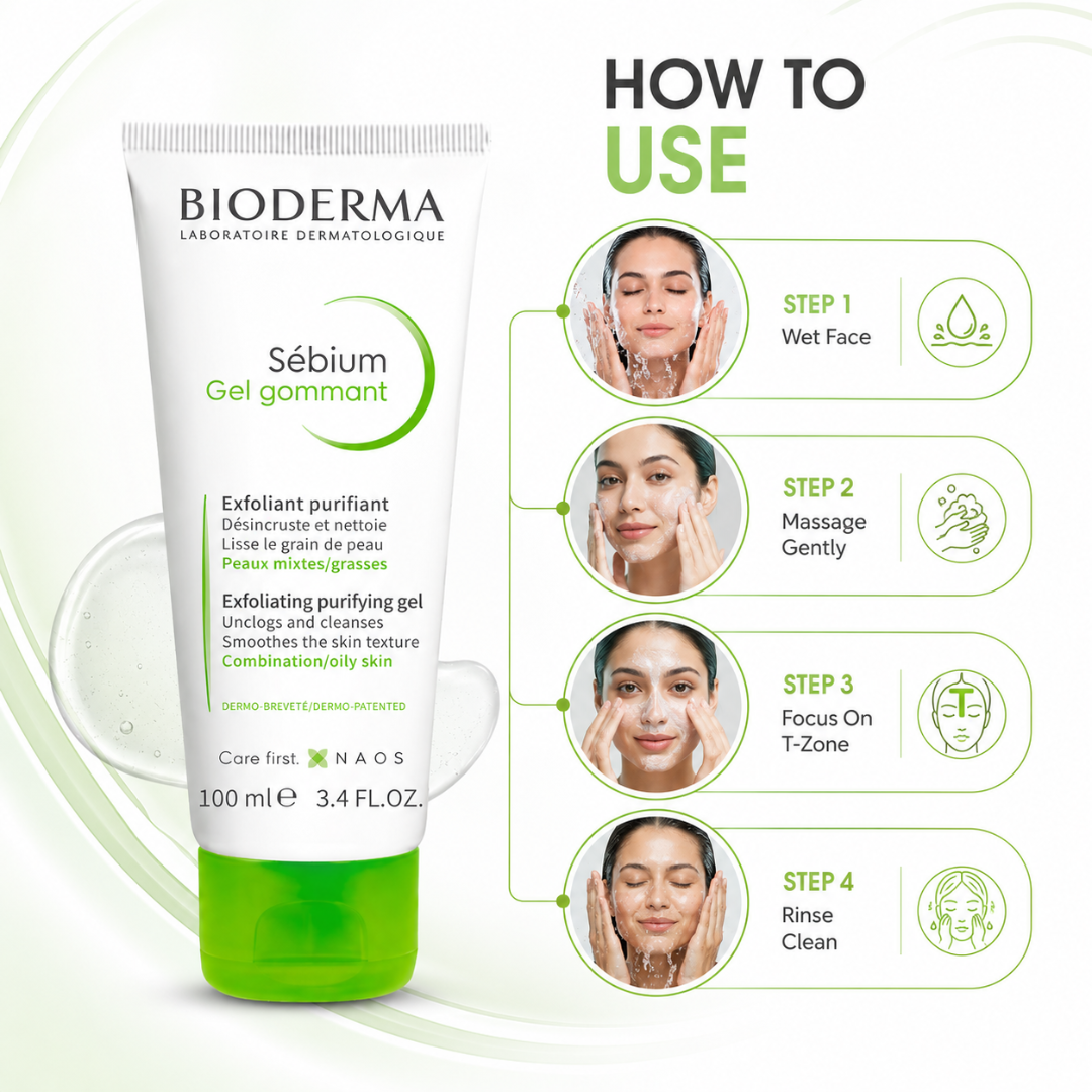 Bioderma Sébium Exfoliating Purifying Gel – Up to 50% OFF – Deep Cleanse, Exfoliate & Purify – Unclogs Pores, Controls Oil, Smooths Skin Texture
