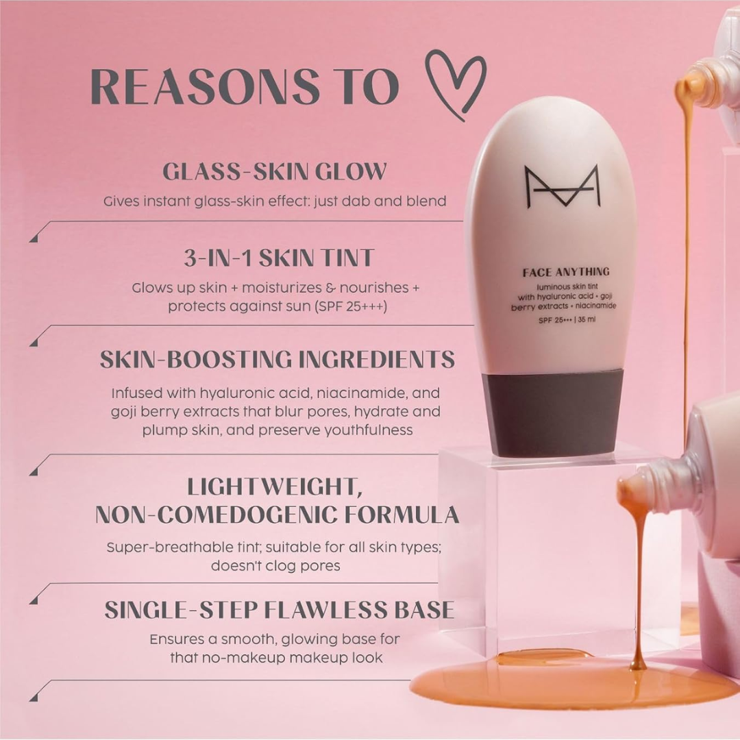 House of Makeup Skin Tint + FREE Liquid Highlighter – Glass Skin Glow – 3-in-1 Tint: Illuminates, Moisturizes & Protects (SPF 25++)–  Lightweight, Non-Comedogenic – For All Skin Types