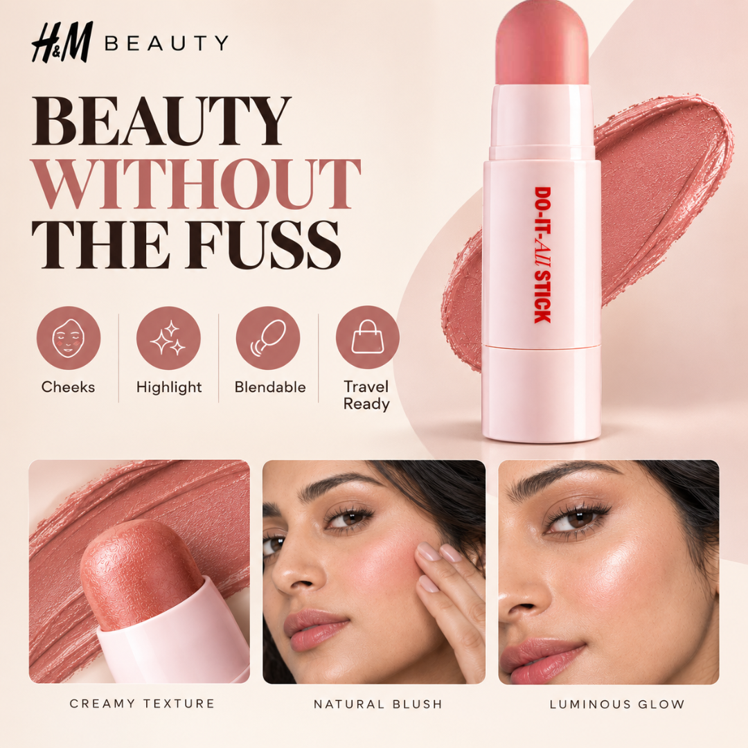 H&M Beauty Do-It-All Stick – 2-in-1 Creamy Blush & Highlighter – Multi-Use Vegan Formula – Easy Everyday Glow