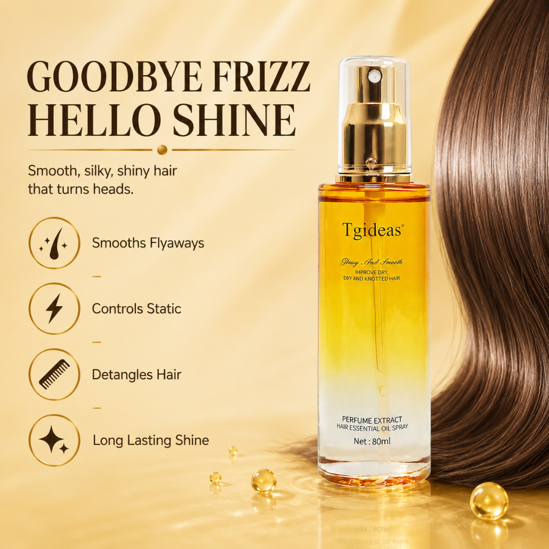 Tgideas Hair Essential Oil Spray – 50% OFF – Silky Straight Hair in Minutes – Anti-Frizz, Heat Protection, Deep Nourishment – With Jojoba, Avocado, Camellia & Macadamia Oils – Perfume Extract – For Dry & Knotted Hair