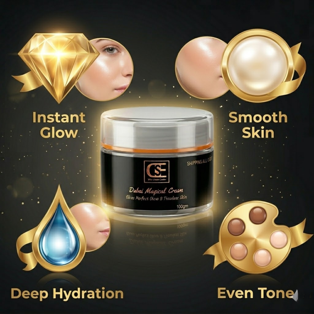 Dubai Magical Cream | Korean Glass Skin Instant Glow Formula with Vitamin C, Niacinamide & Vitamin E | Fades Dark Spots, Acne Scars & Uneven Tone