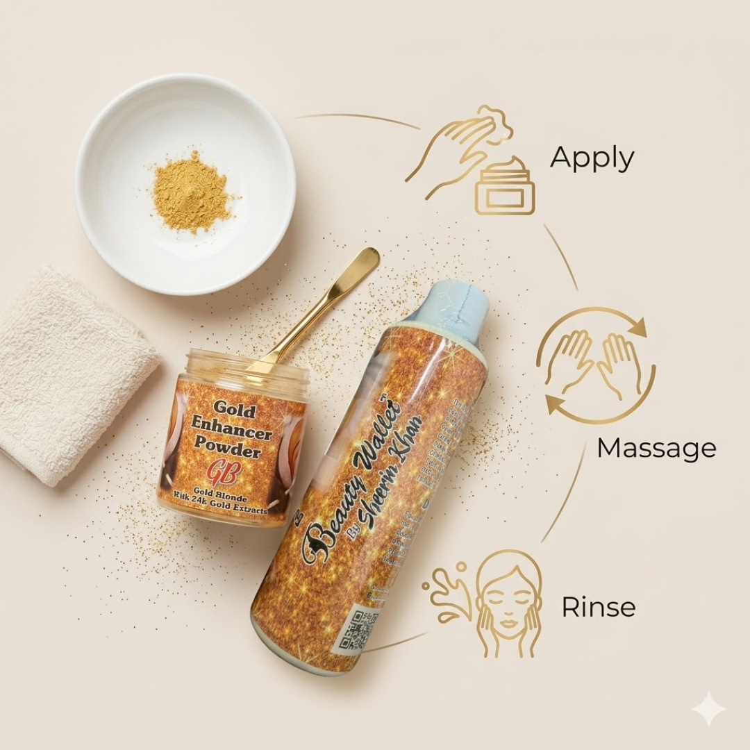 Beauty Wallet Bridal Gold Polish | 24K Gold Enhancer Powder for Instant Brightening, Even Tone & Deep Hydration | Salon-Like Bridal Glow at Home