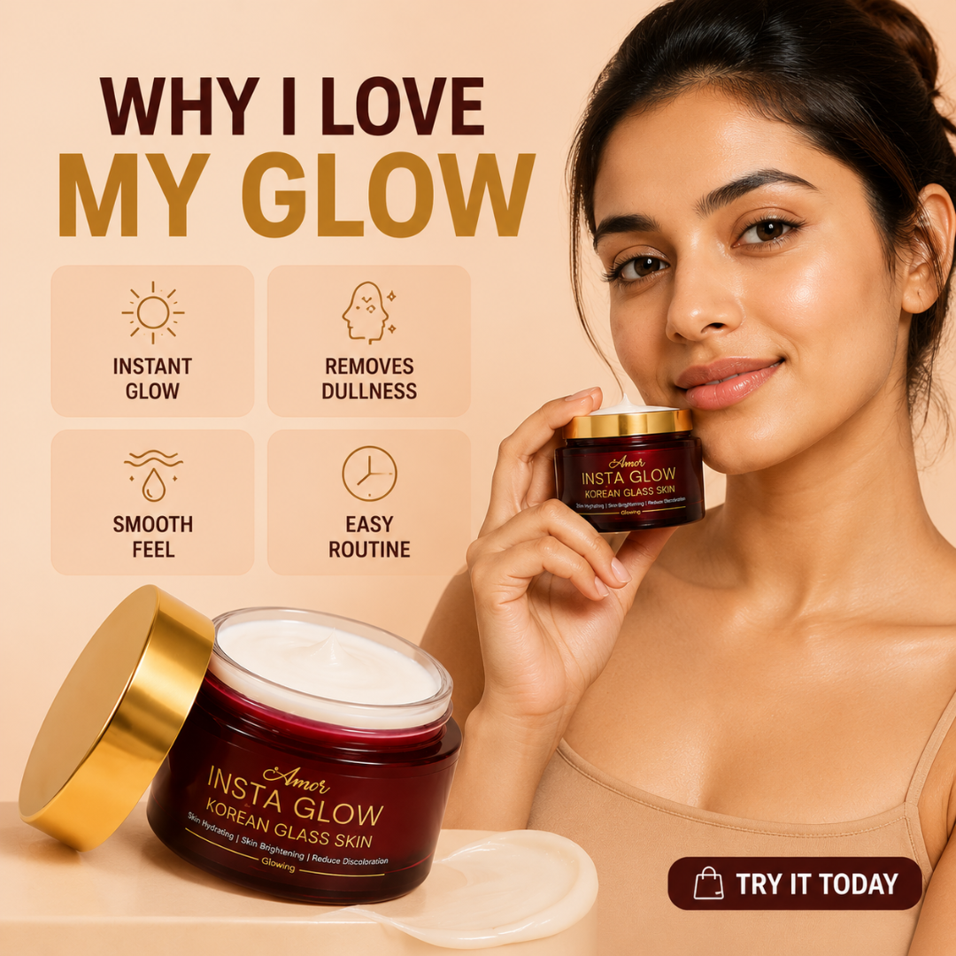 Amor Insta Glow – 5-Minute Glow Transformation – Remove Tan, Bright & Smooth Skin – Korean Glass Skin Formula – Instantly Reveals Radiant, Dewy Skin