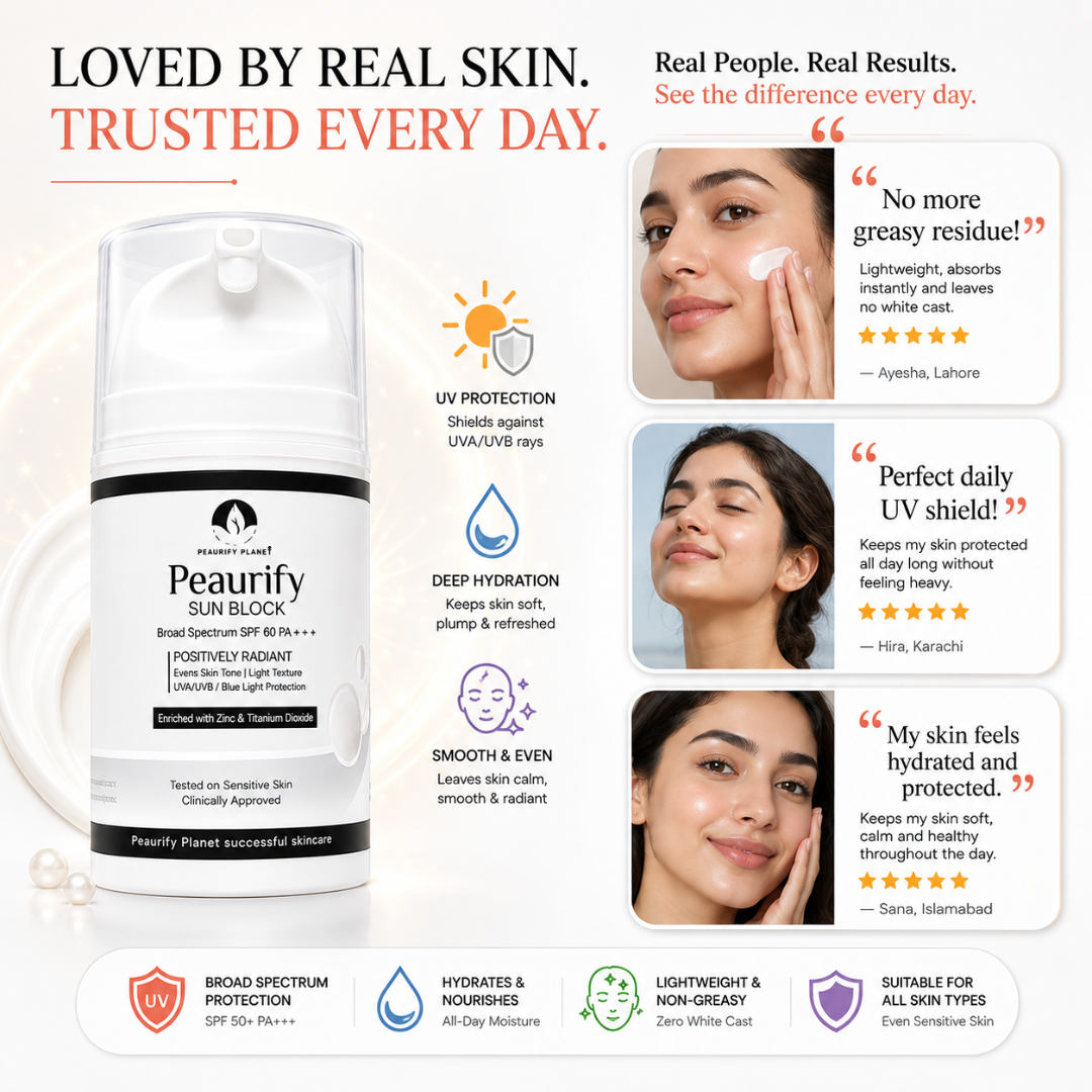 Peaurify Sun Block – Broad Spectrum SPF 60 PA+++ – Positively Radiant – Mineral Sunscreen with Zinc & Titanium Dioxide – UVA/UVB & Blue Light Protection – Zero White Cast, Lightweight, Non-Greas