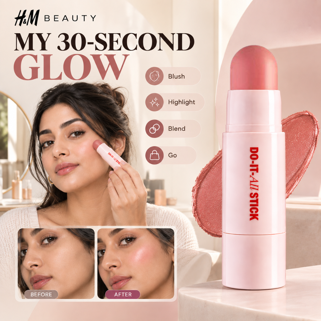 H&M Beauty Do-It-All Stick – 2-in-1 Creamy Blush & Highlighter – Multi-Use Vegan Formula – Easy Everyday Glow