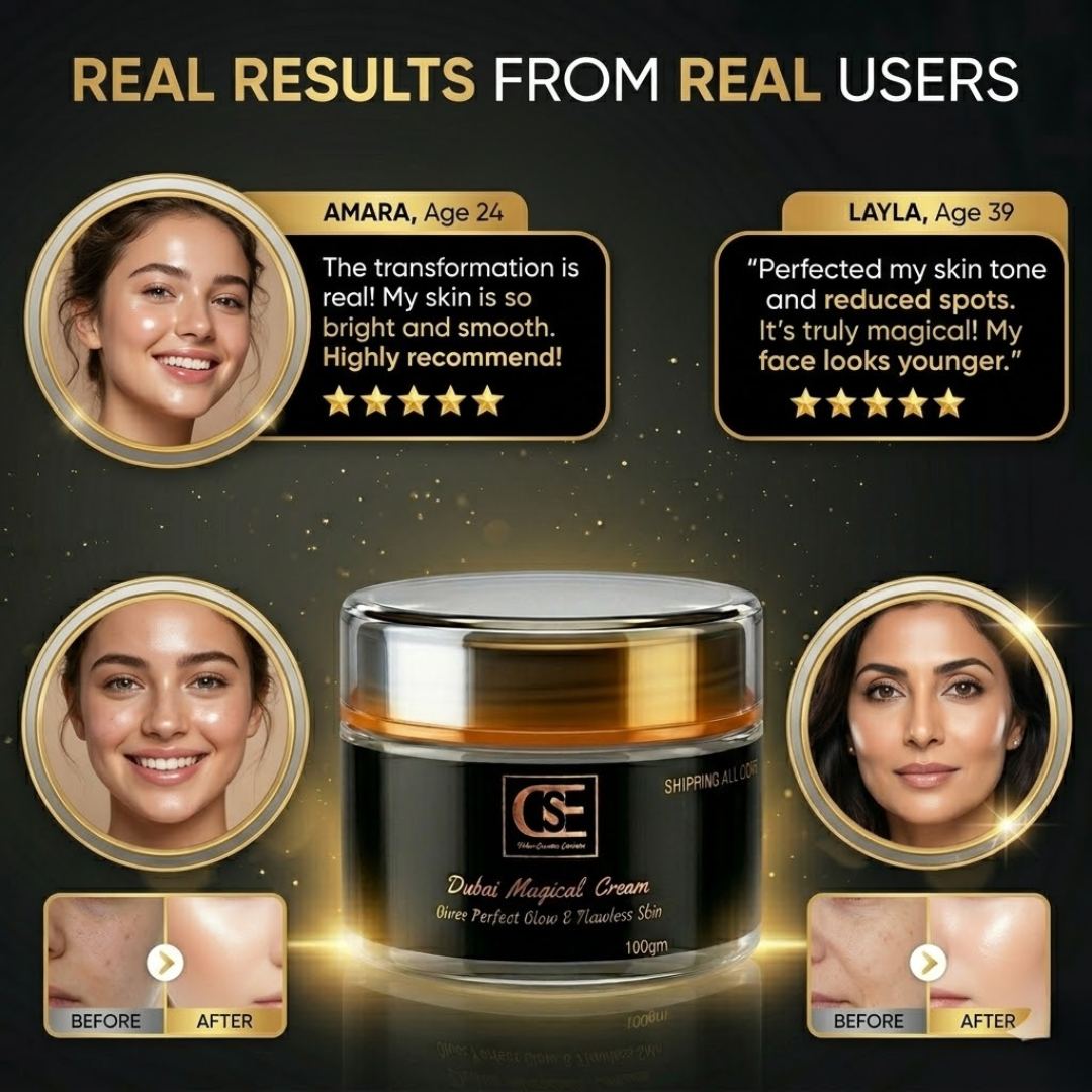 Dubai Magical Cream | Korean Glass Skin Instant Glow Formula with Vitamin C, Niacinamide & Vitamin E | Fades Dark Spots, Acne Scars & Uneven Tone